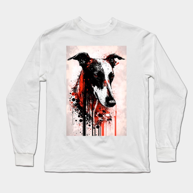 Greyhound Dog Portrait Long Sleeve T-Shirt by TortillaChief
